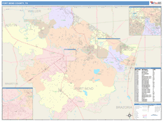 Fort Bend County, TX Digital Map Color Cast Style